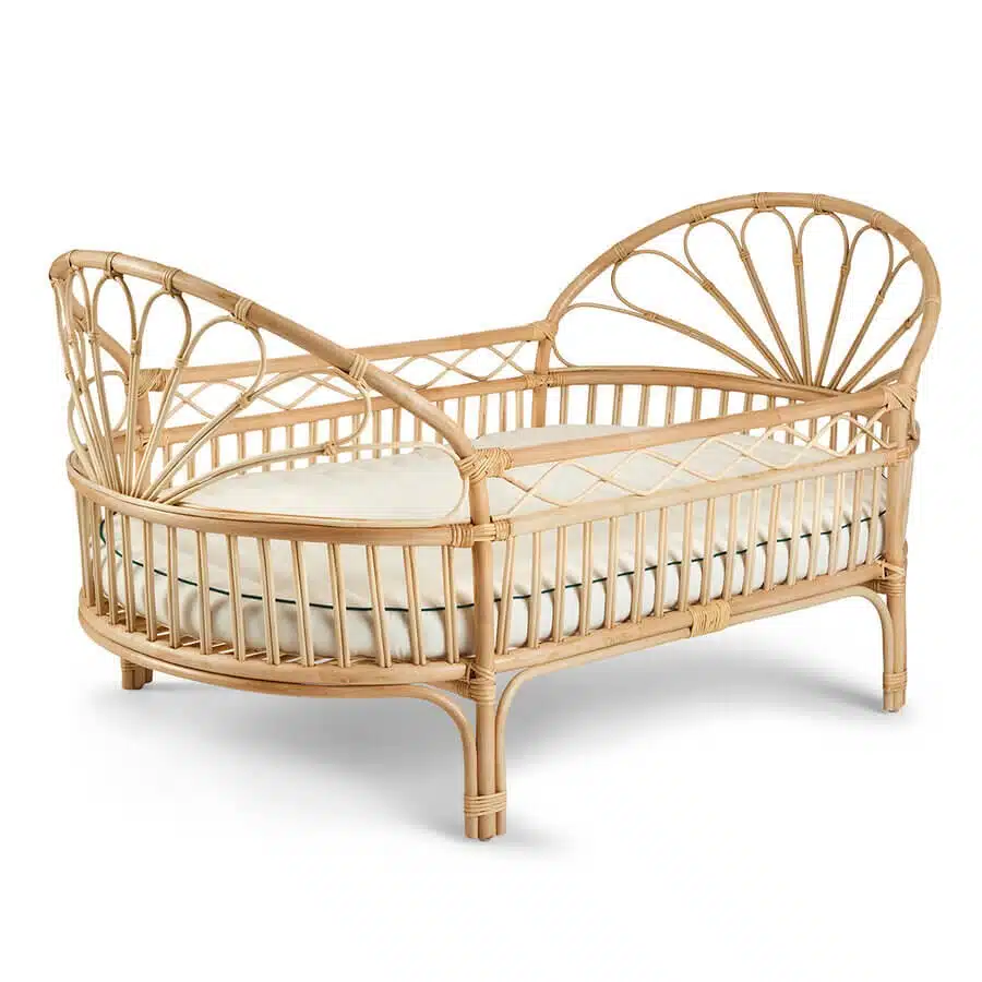 Children's Bed From Natural Rattan - Vintage Style